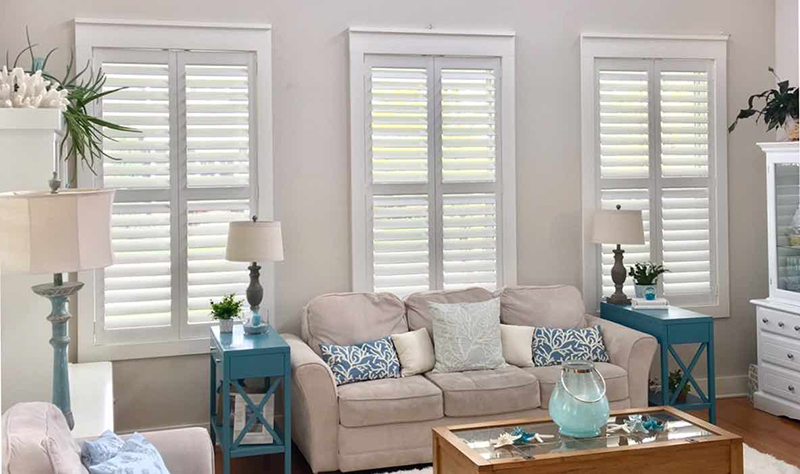 Plantation shutters in a designer home